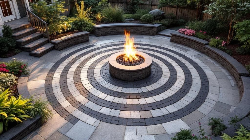 Circular Pattern Stone Paver Patio