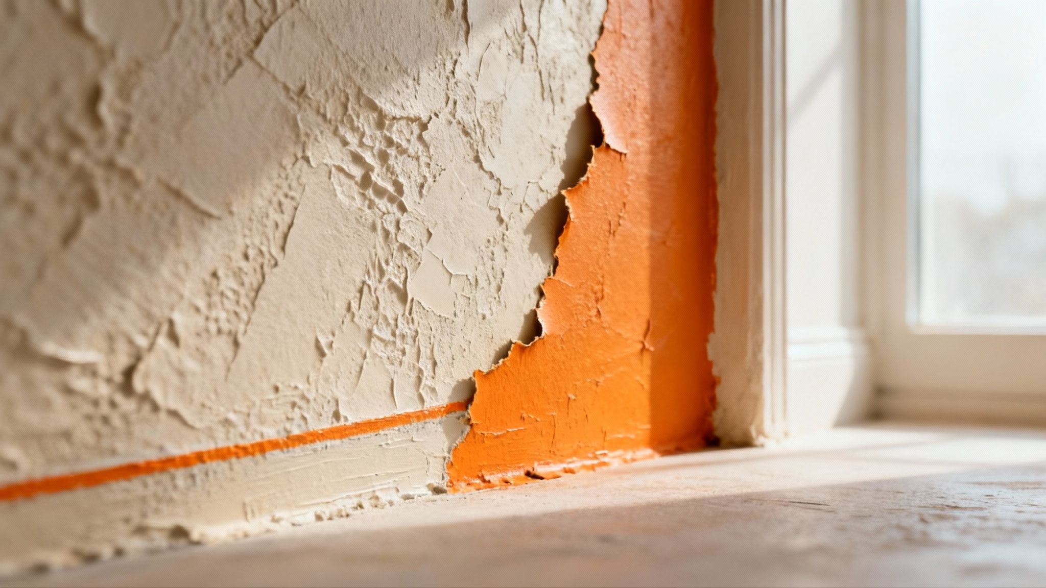 A close-up of a person painting a wall with a roller, blending in a drywall repair.
