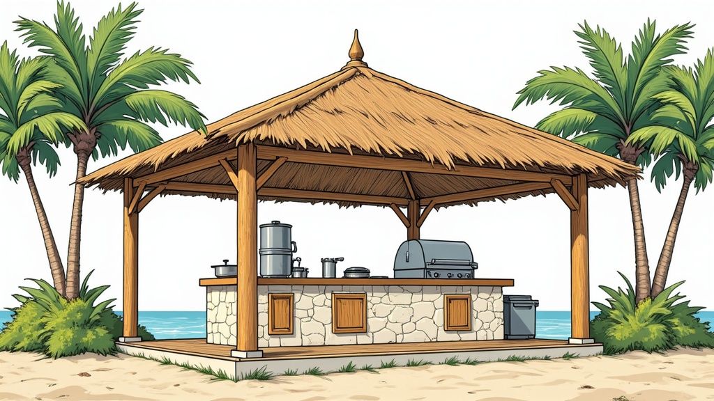 Tropical Resort Style Outdoor Kitchen