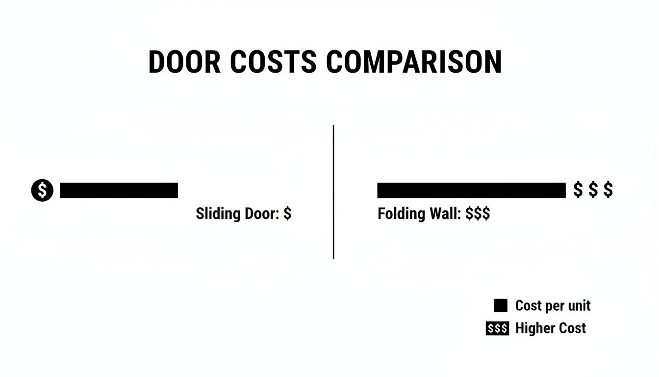 Door costs comparison chart showing sliding doors are cheaper than folding walls.