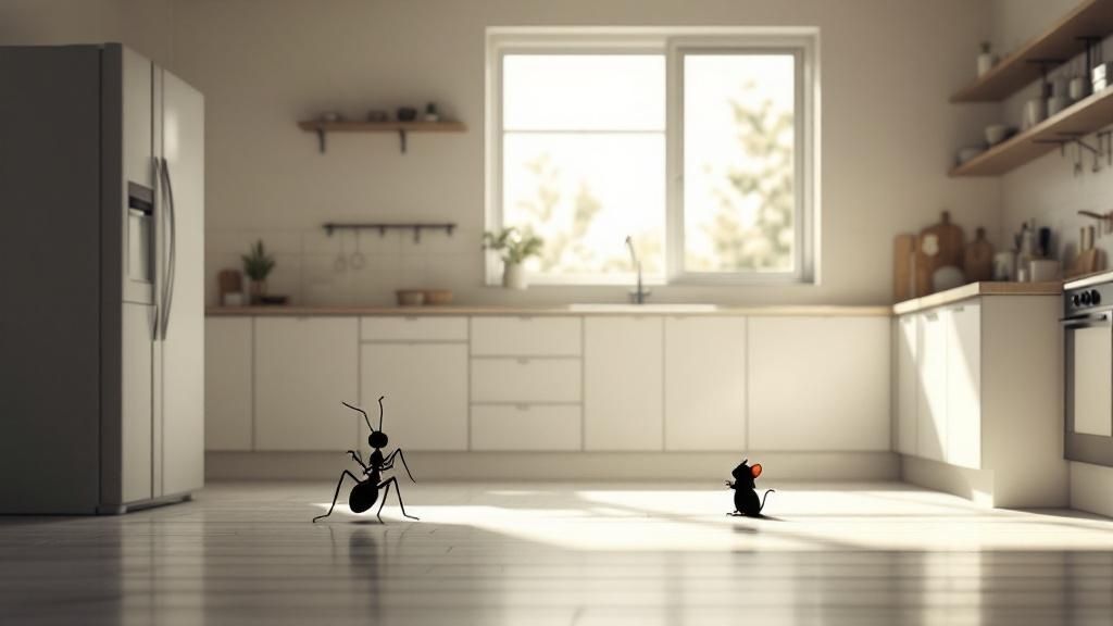 A pest control professional inspecting the exterior of a home.