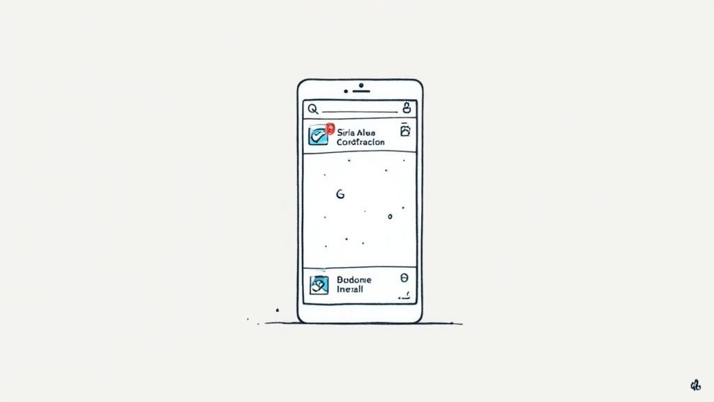 An image of a smartphone displaying voice assistant results for a local plumber search.