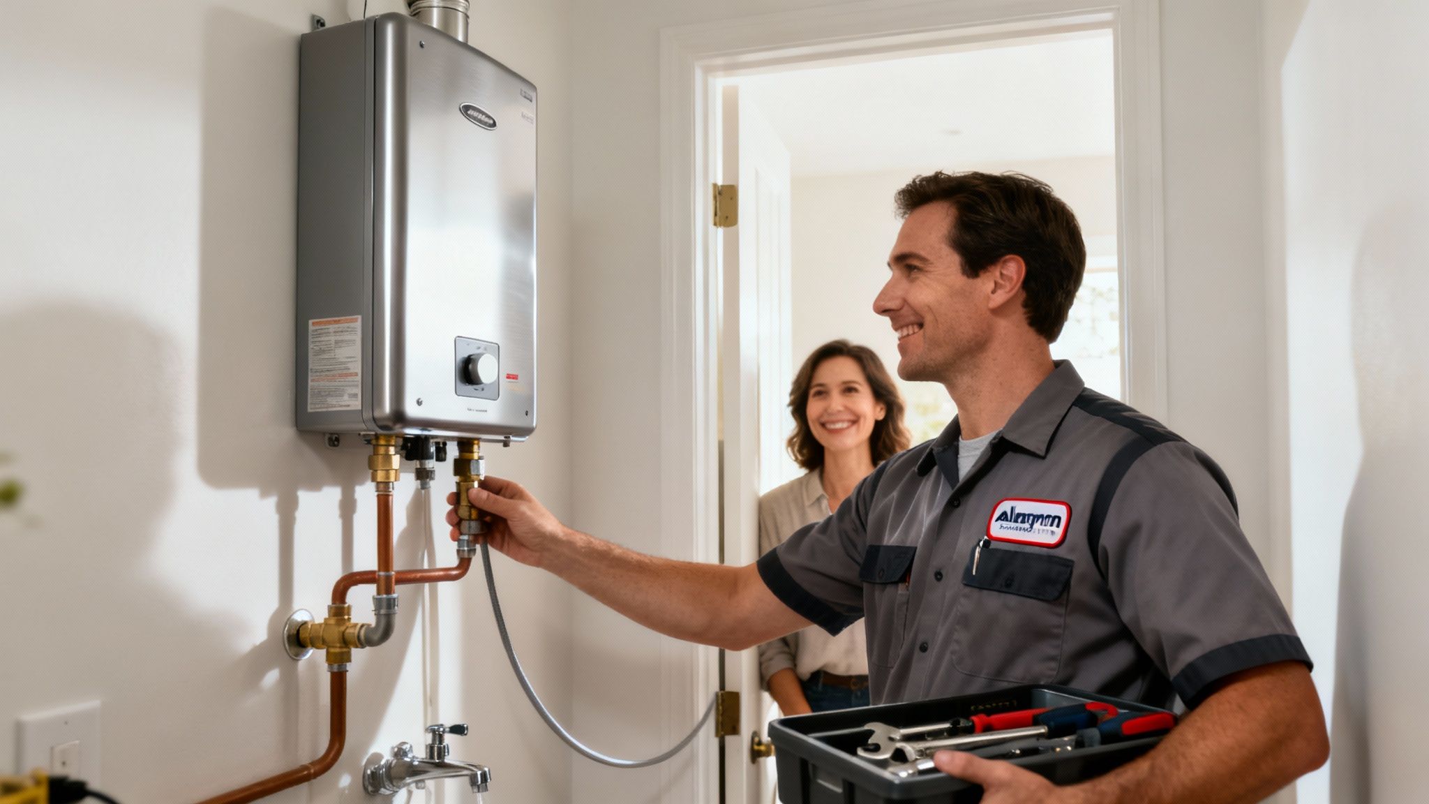 A professional Alvarez Plumbing van ready for a service call.