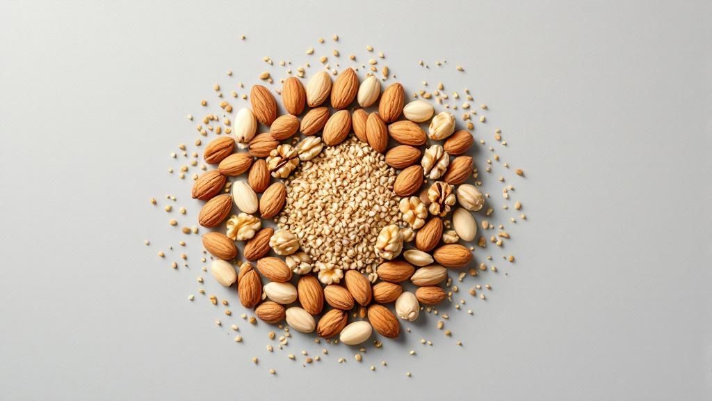 Nuts and Seeds (Almonds, Walnuts, Sesame Seeds)