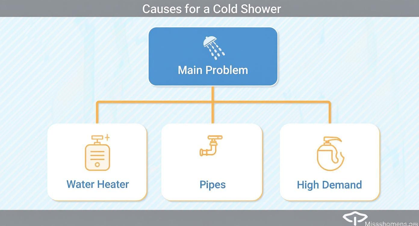 Infographic about not getting enough hot water in the shower? here’s what could be causing it
