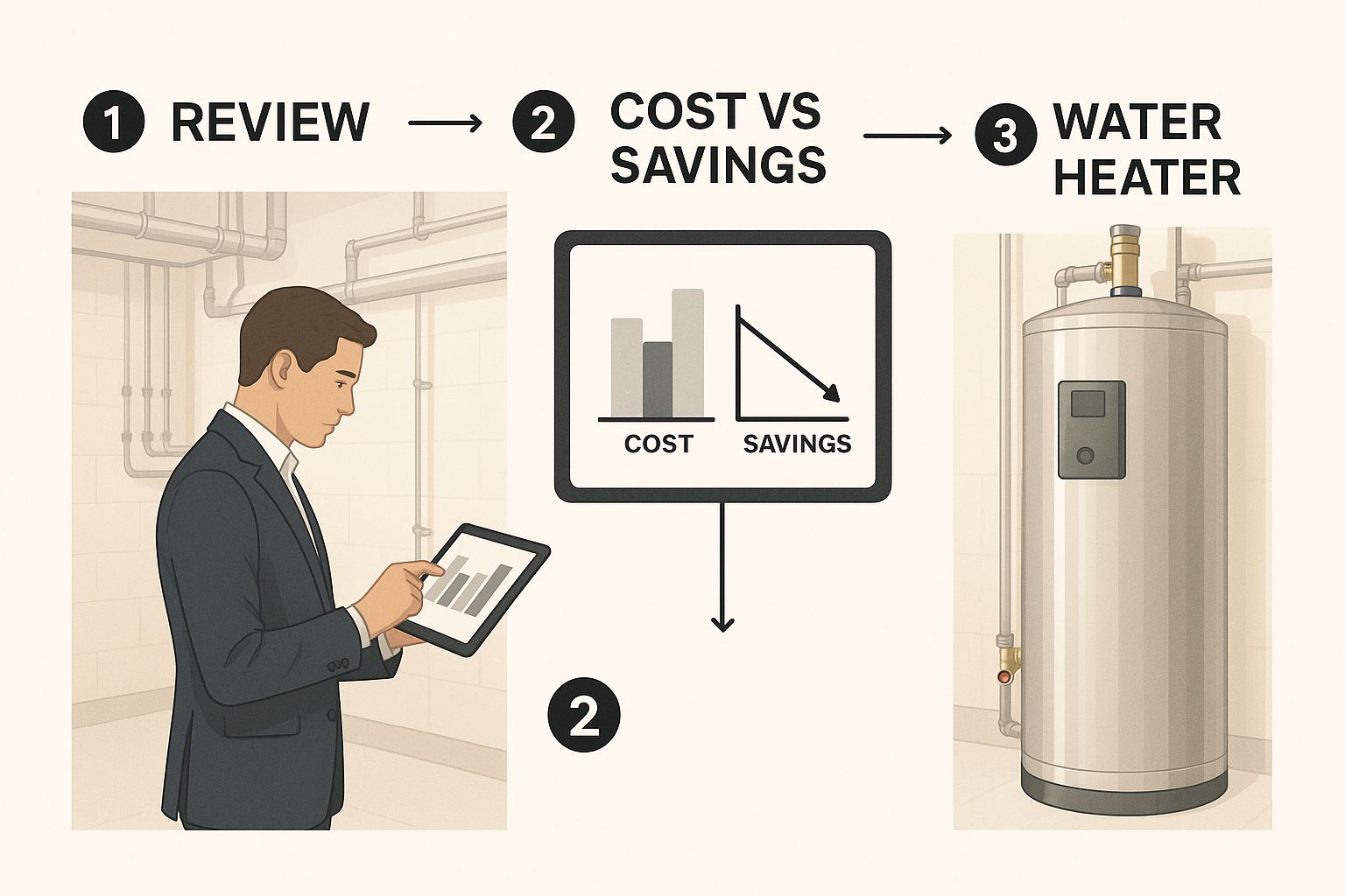 Infographic about commercial water heater installation