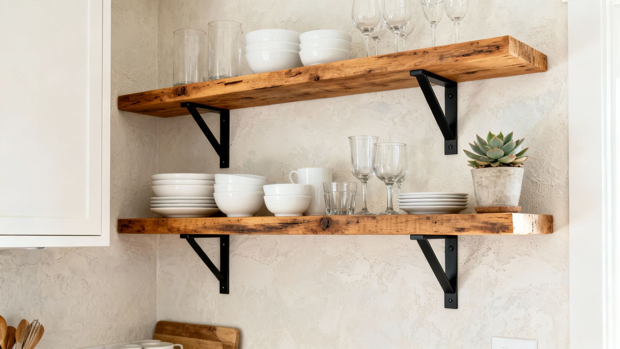 Open Shelving with Mixed Materials