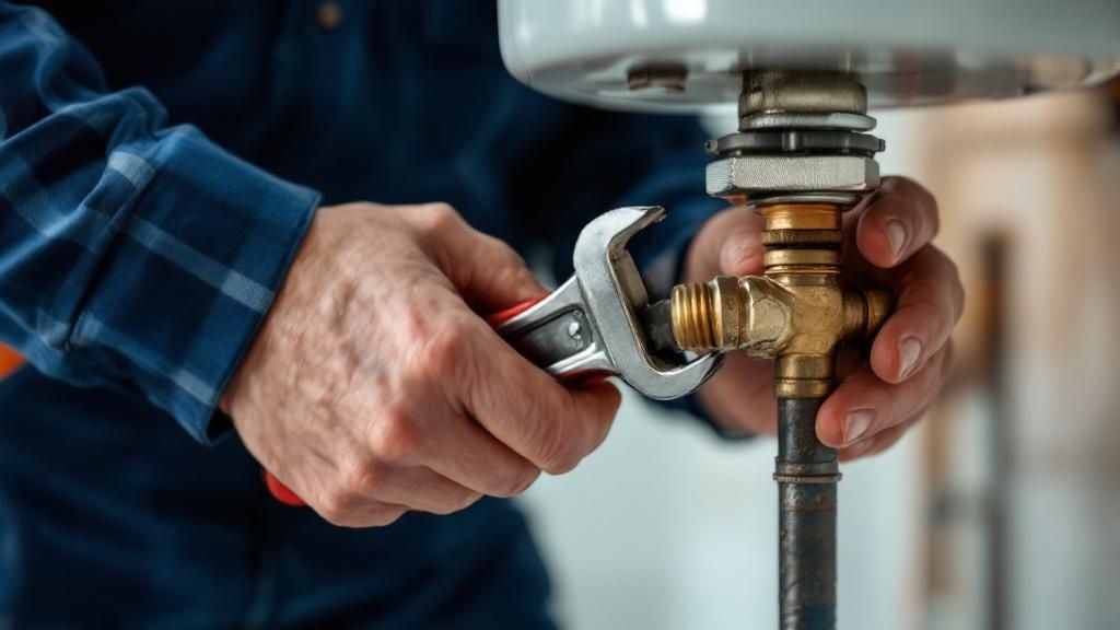 A person examining a water heater with a calculator nearby, symbolizing saving money on replacement costs.