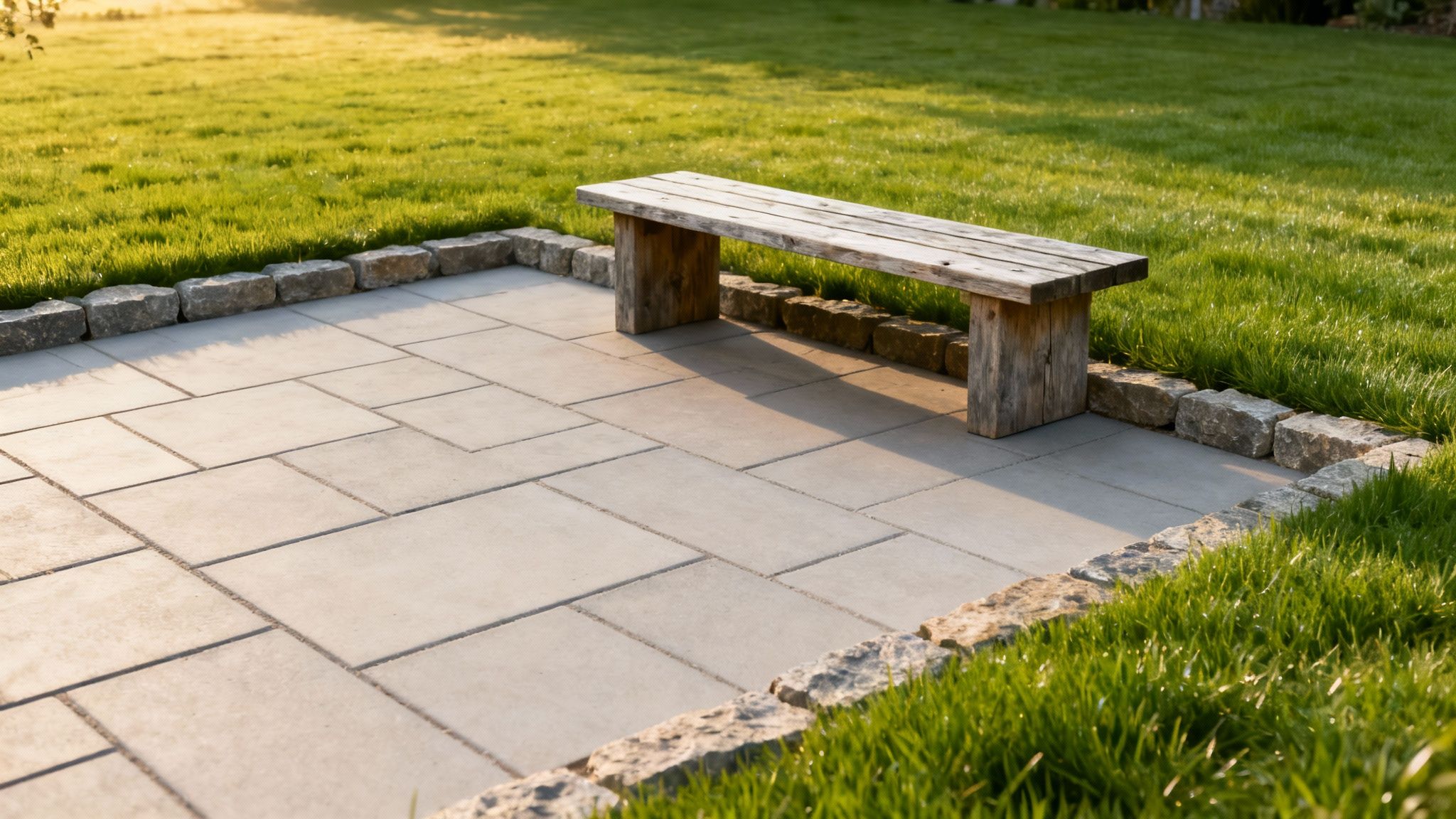 A beautiful Lehigh Valley hardscape patio with an outdoor fireplace and elegant seating.
