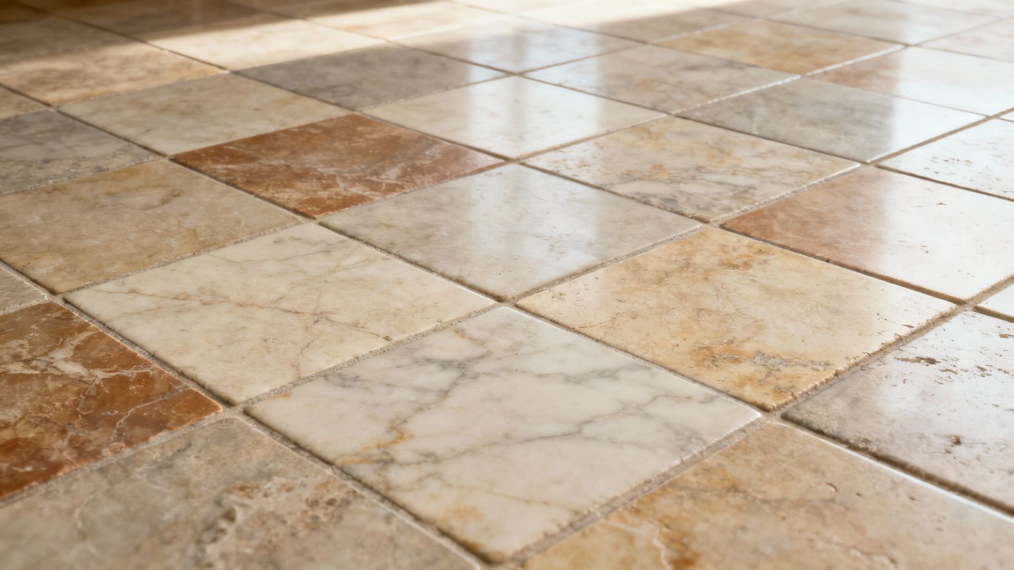 Hand touching the textured surface of a natural stone floor, highlighting its detail.