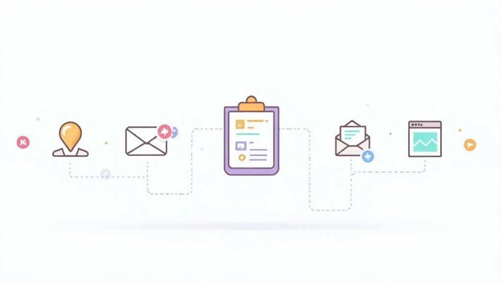 A diagram showing the process of turning website visitors into leads through optimization, highlighting elements like calls-to-action and forms.