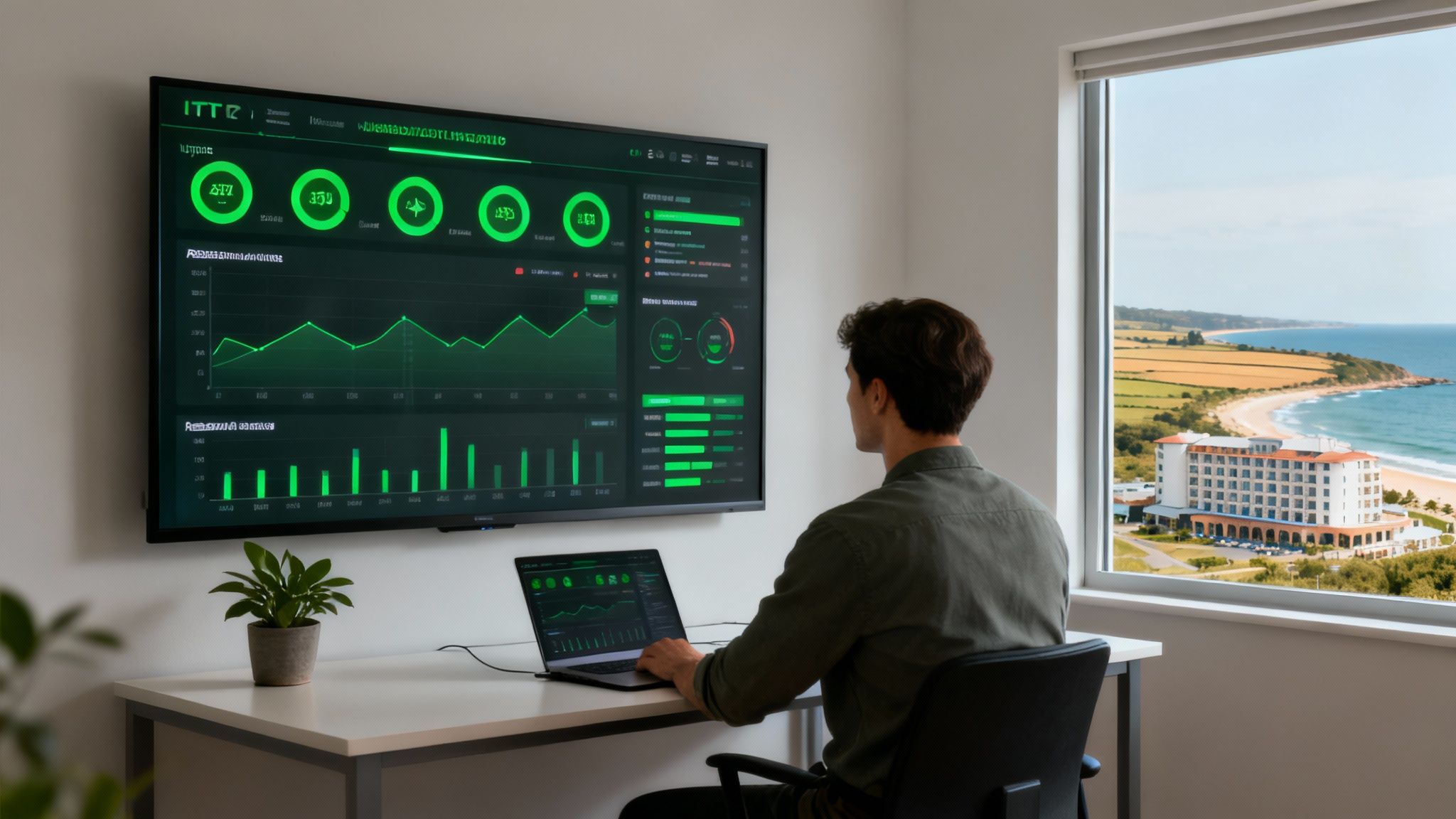 A technician working on server racks, representing proactive IT management.