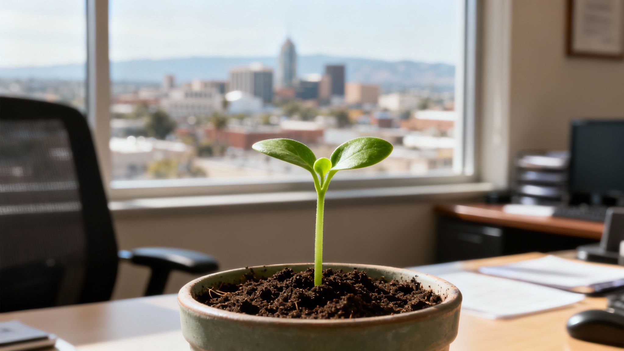 A person watering a small sapling, symbolizing the long-term growth and nurturing required for SEO success.