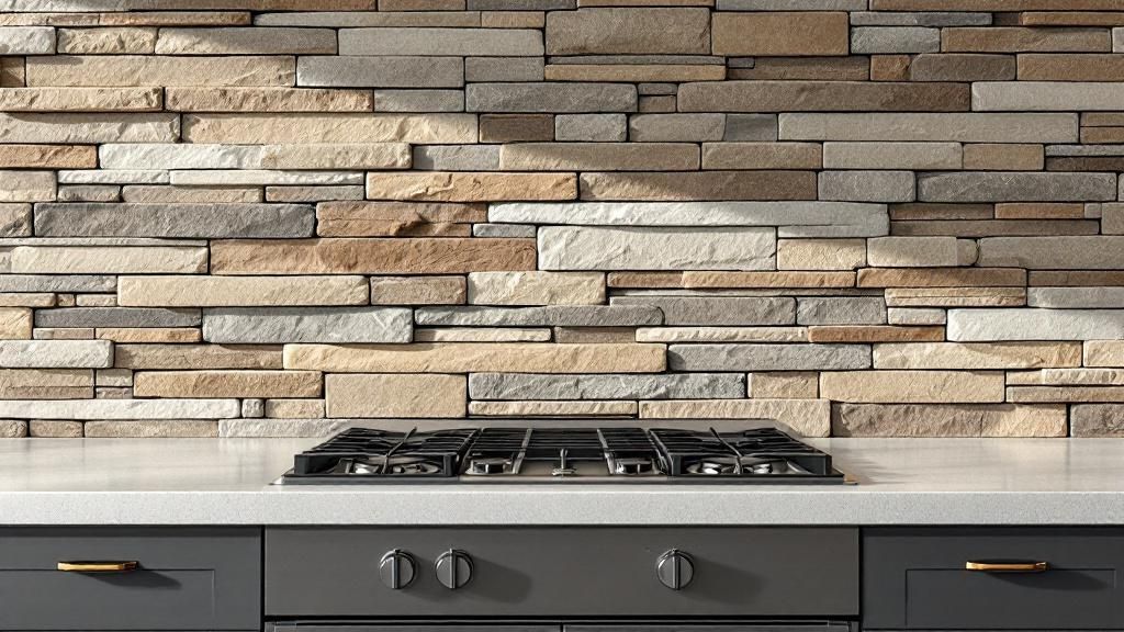 Stacked Stone Backsplash