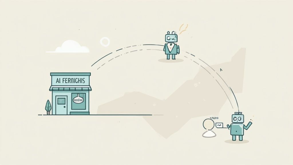 A digital interface showing interconnected nodes, representing the synchronization of AI and search data.