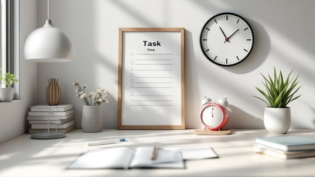 A calendar app showing a time-blocked schedule, symbolizing effective remote work time management.