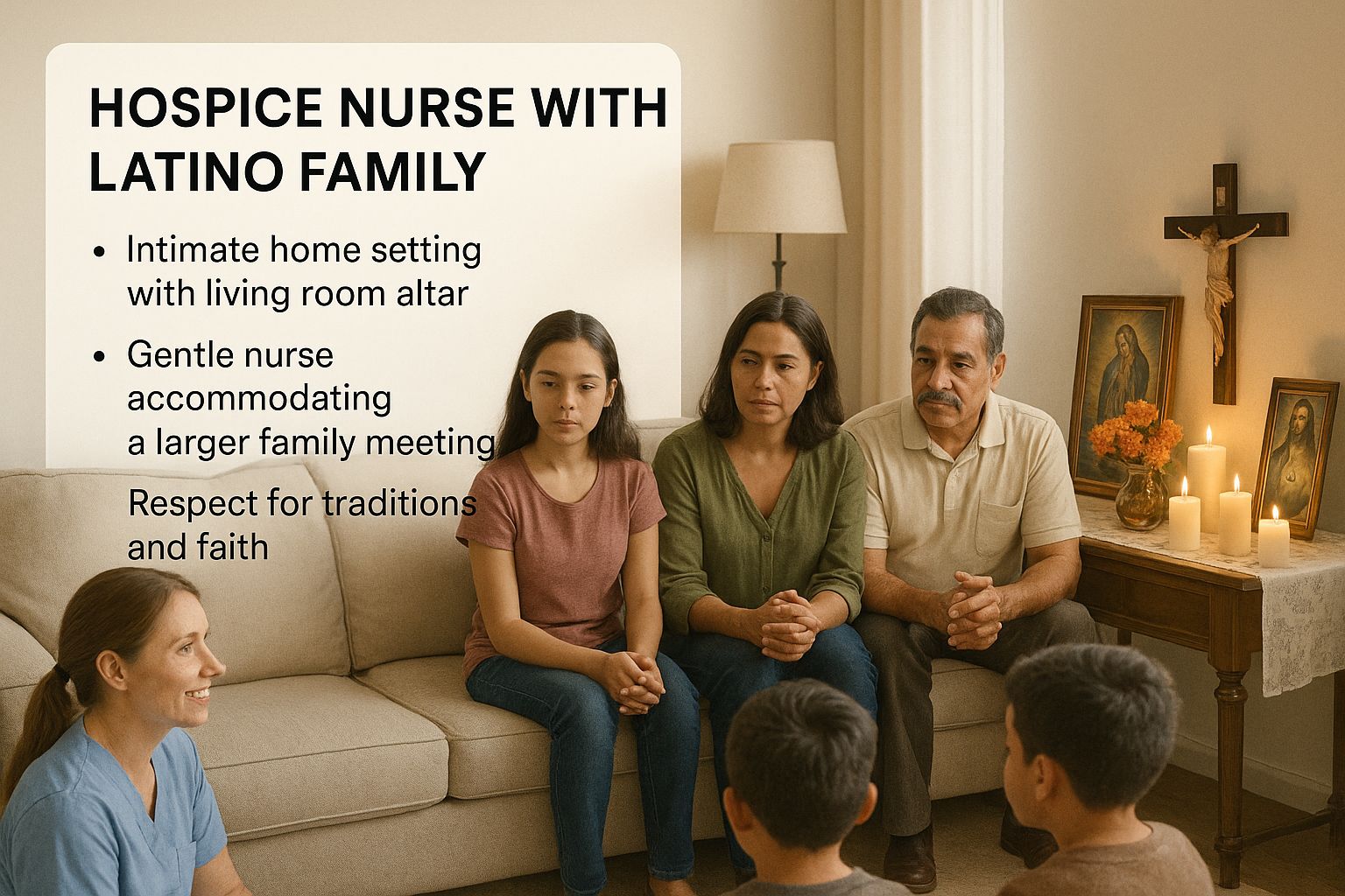 Infographic about compassion without barriers: culturally inclusive hospice guidance for latino families