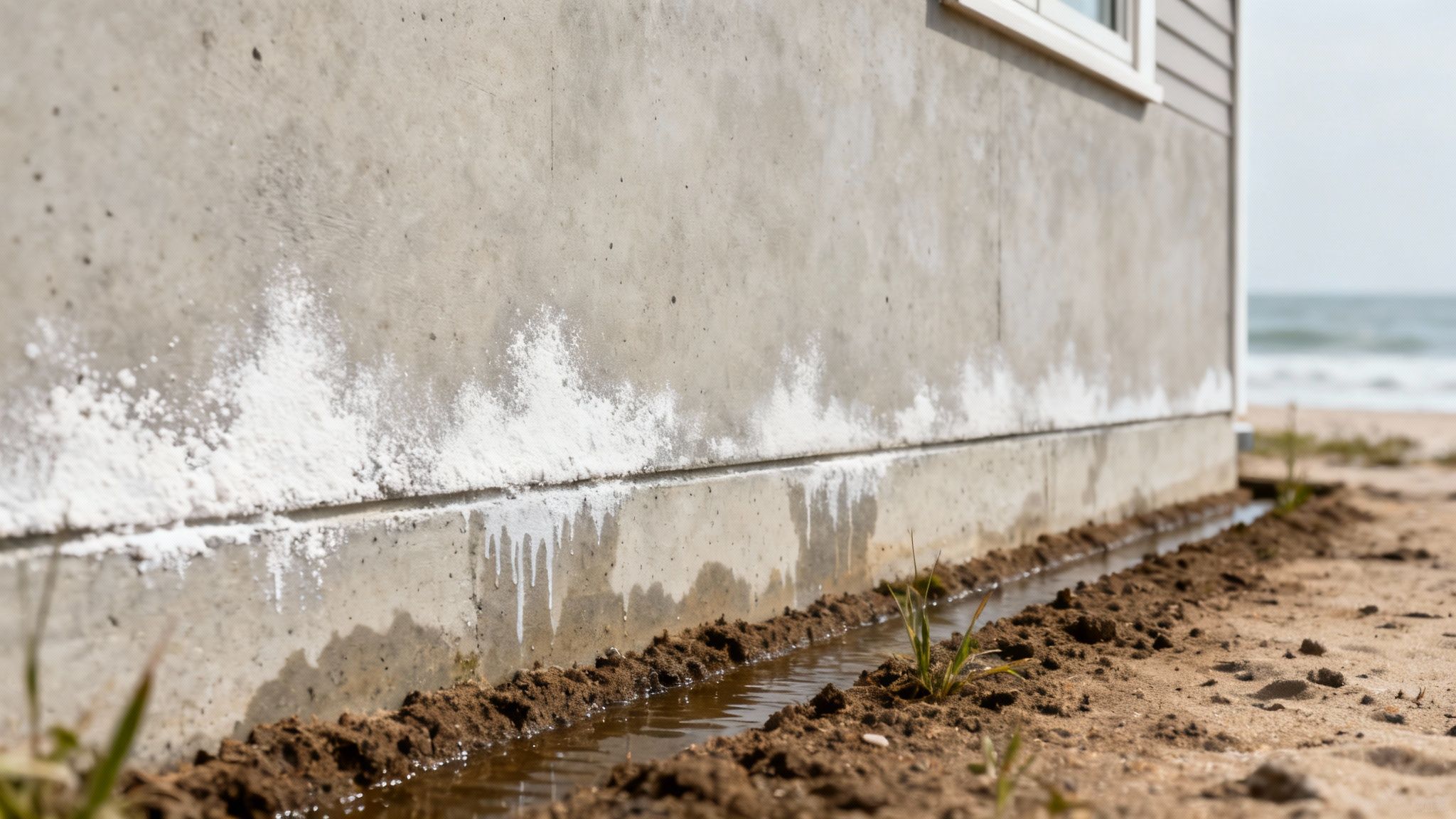 A clean, dry basement with waterproofed foundation walls.