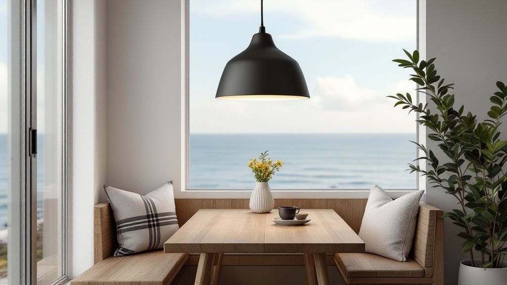 A striking chandelier in a Carmel dining room