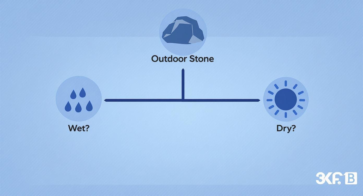 Infographic about rain-ready design: the best outdoor stone surfaces for california’s wet season