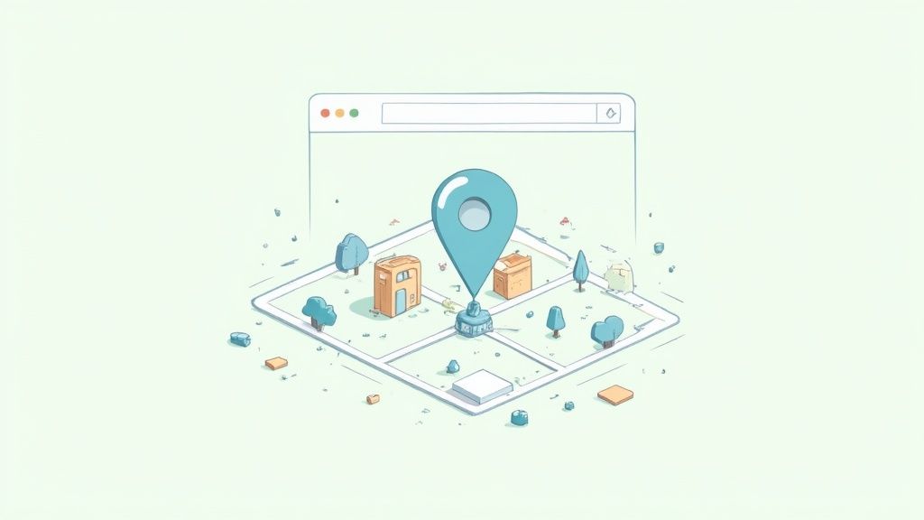 A map of a local area with pins indicating specific service locations, illustrating the concept of location-specific content.