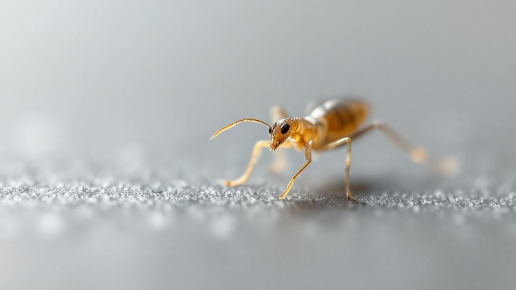 A macro shot of drain flies on a tiled surface, illustrating their distinct clustering behavior near moisture sources.