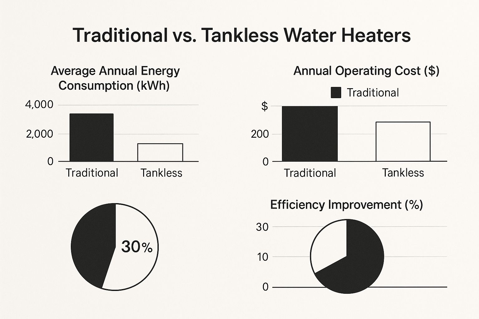 Infographic about tankless water heater efficiency