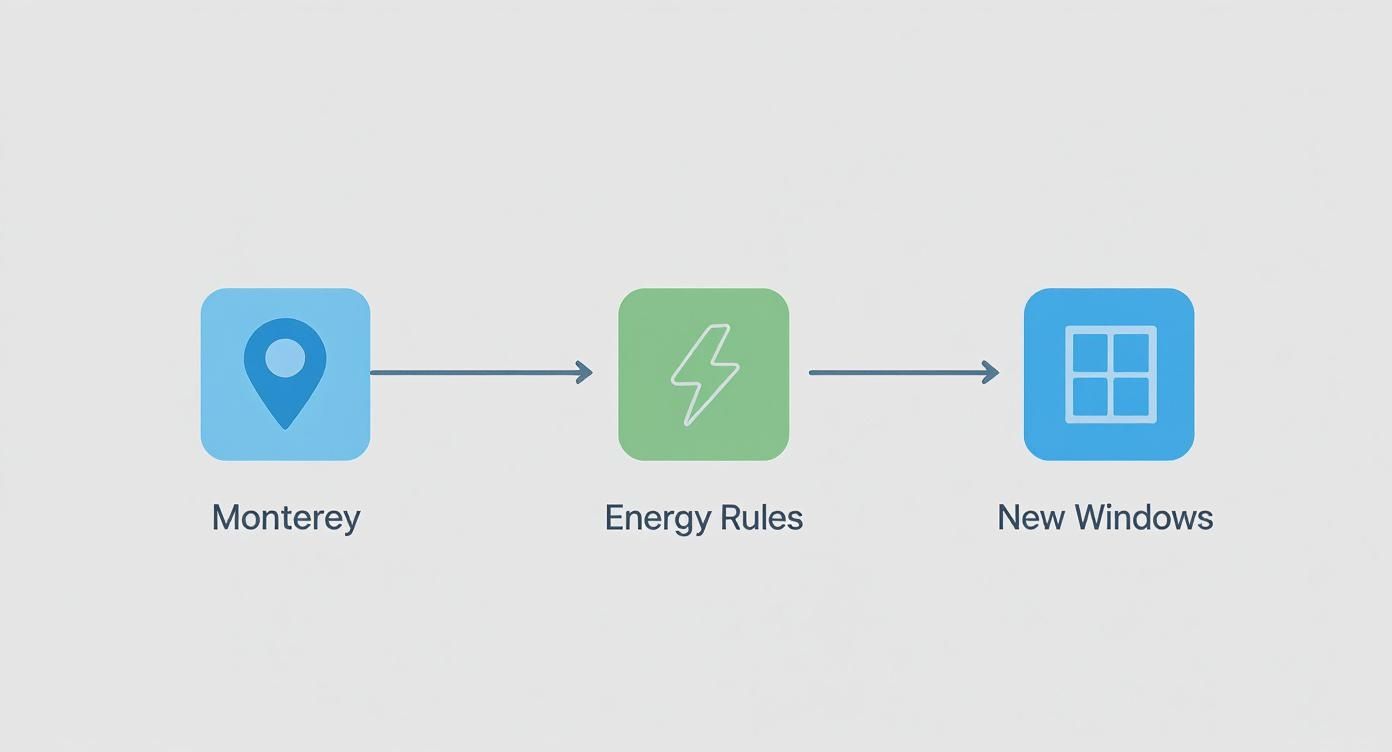 Infographic about what monterey county homeowners need to know about the new 2026 window energy codes