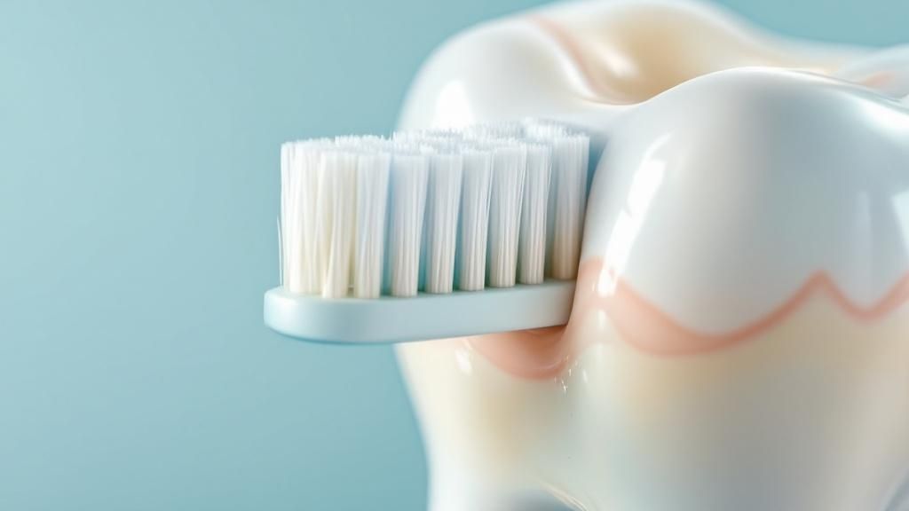 A person brushing their teeth with the correct gentle technique
