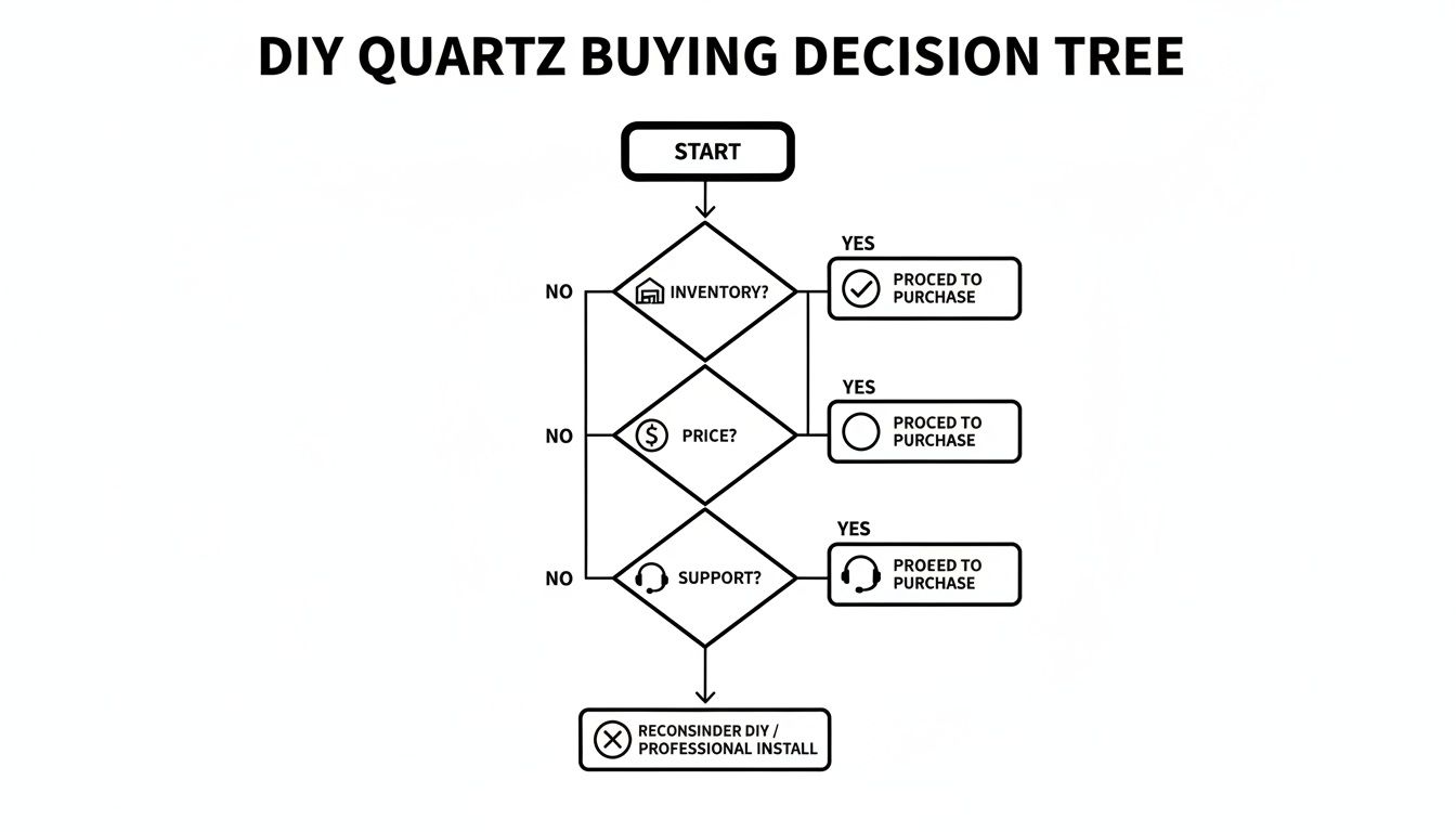 Infographic about best place to buy quartz slabs near san francisco without a contractor
