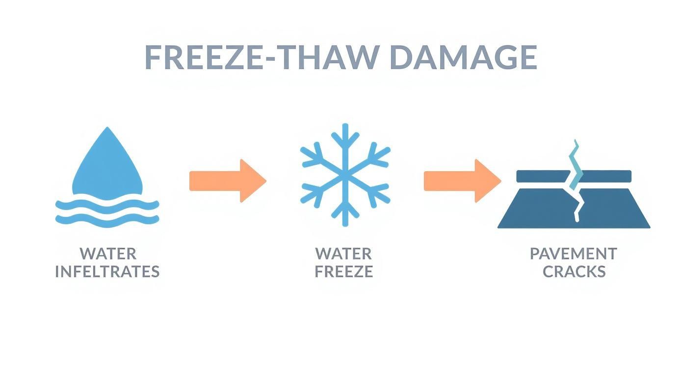 Infographic about winter prep for property managers: don’t overlook what’s happening below your pavement