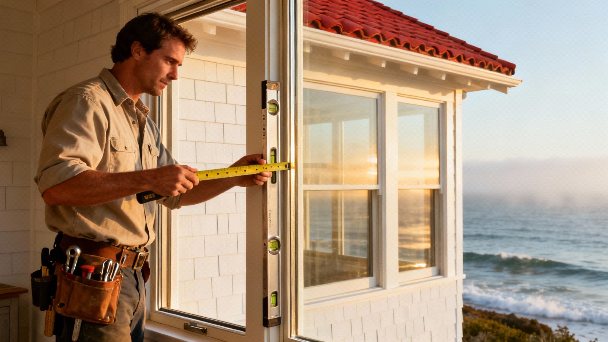 A coastal home in Carmel with modern, durable windows designed to withstand the salty air.