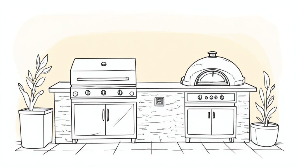 Built-in High-End Grill Stations with Pizza Ovens