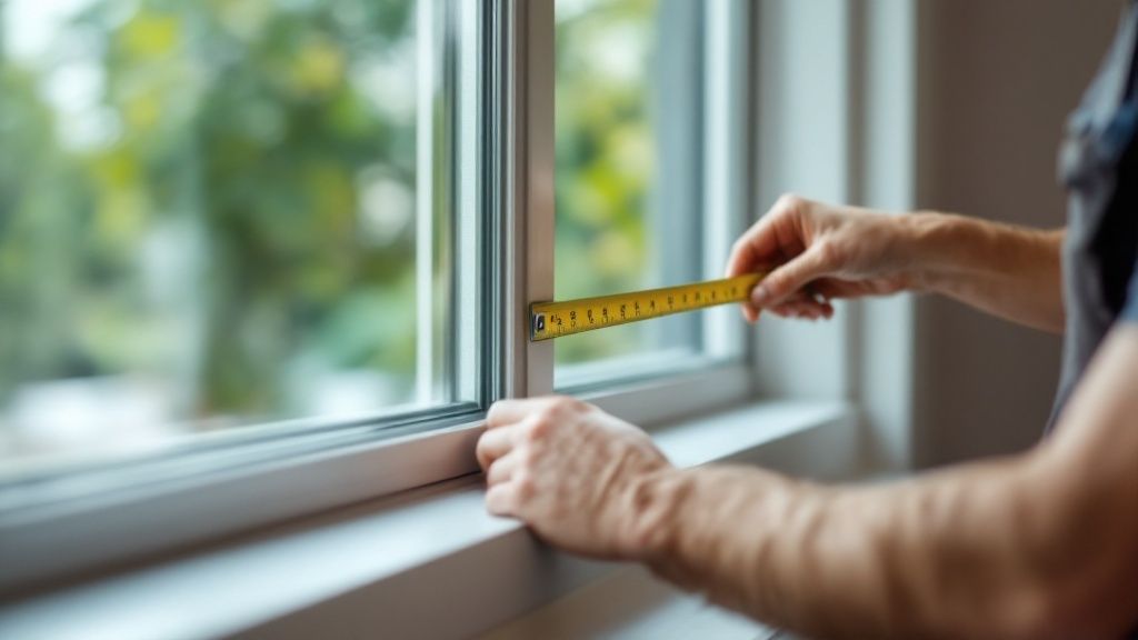 A close-up shot of a window installer pointing to the features of a low-emissivity window.