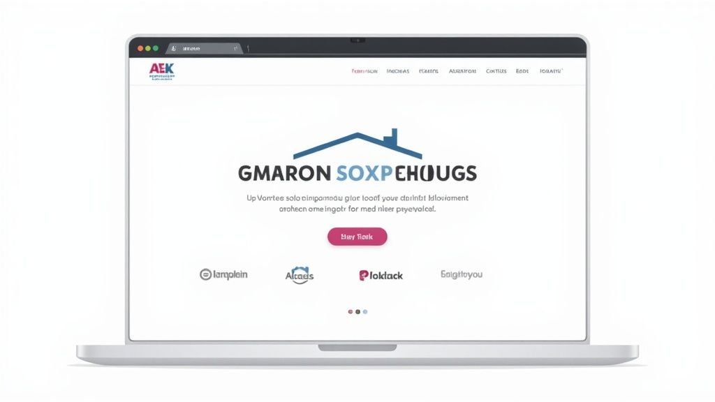 A modern roofing website design displayed on a laptop, emphasizing professionalism and market growth.