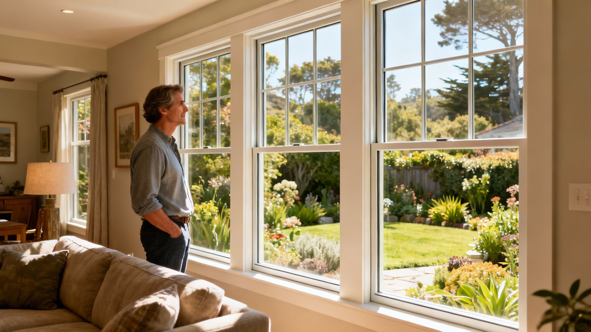 A beautiful, modern home in Monterey County with new energy-efficient windows, showcasing curb appeal.