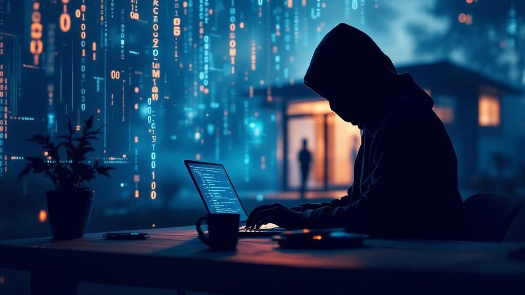 A network security professional at a desk reviewing data on multiple screens, representing the active management of a business network.