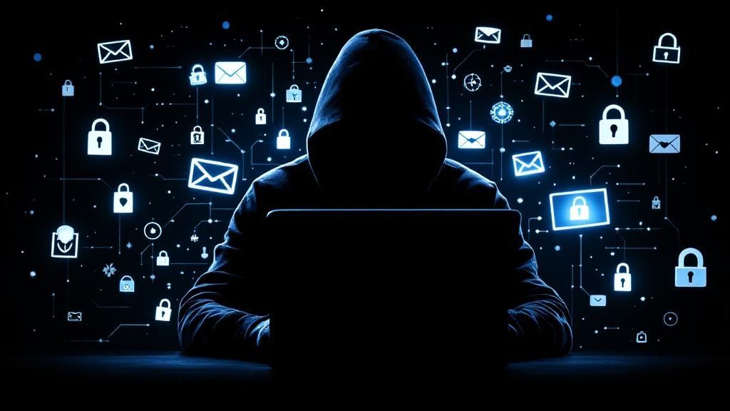 Three interconnected circles with icons for Confidentiality (lock), Integrity (check mark), and Availability (power button), representing the CIA triad.