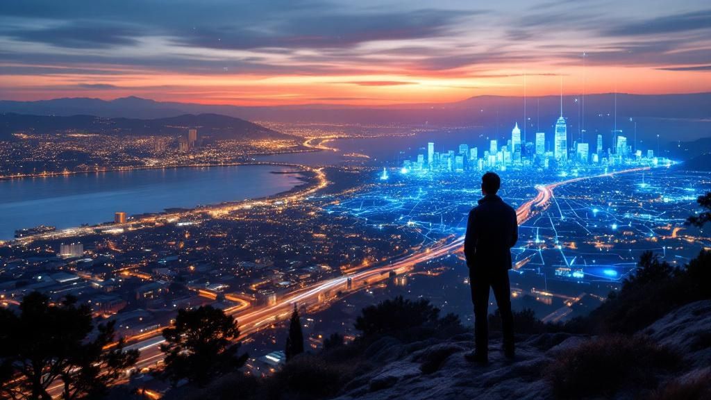 A team collaborating around a computer in an office.