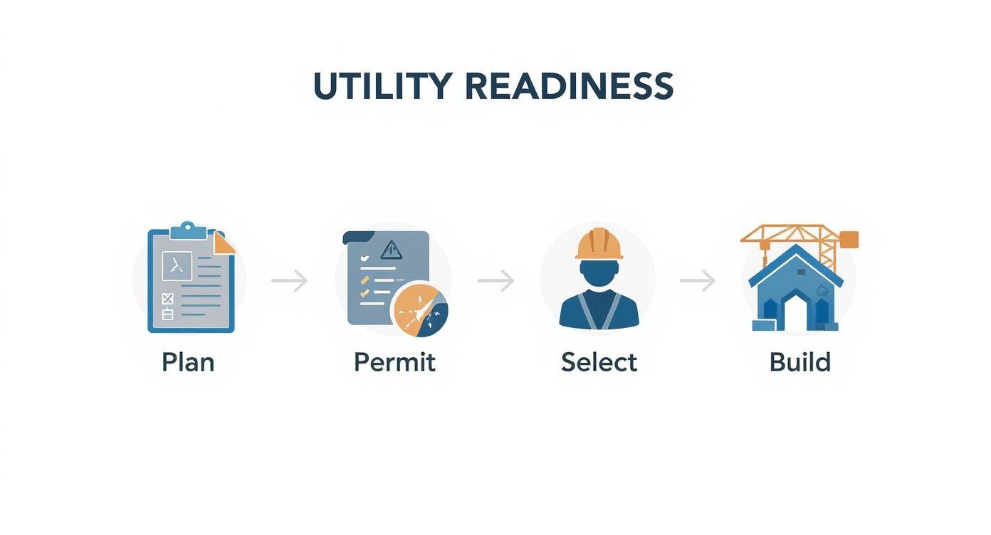 Infographic about utility readiness for public works projects: what local agencies and developers need to know