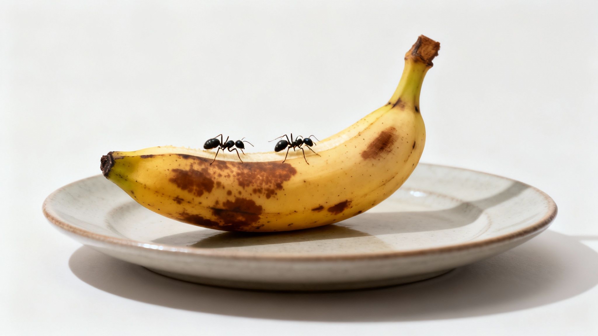 Ants crawling on a piece of bread, showing their attraction to starchy foods.