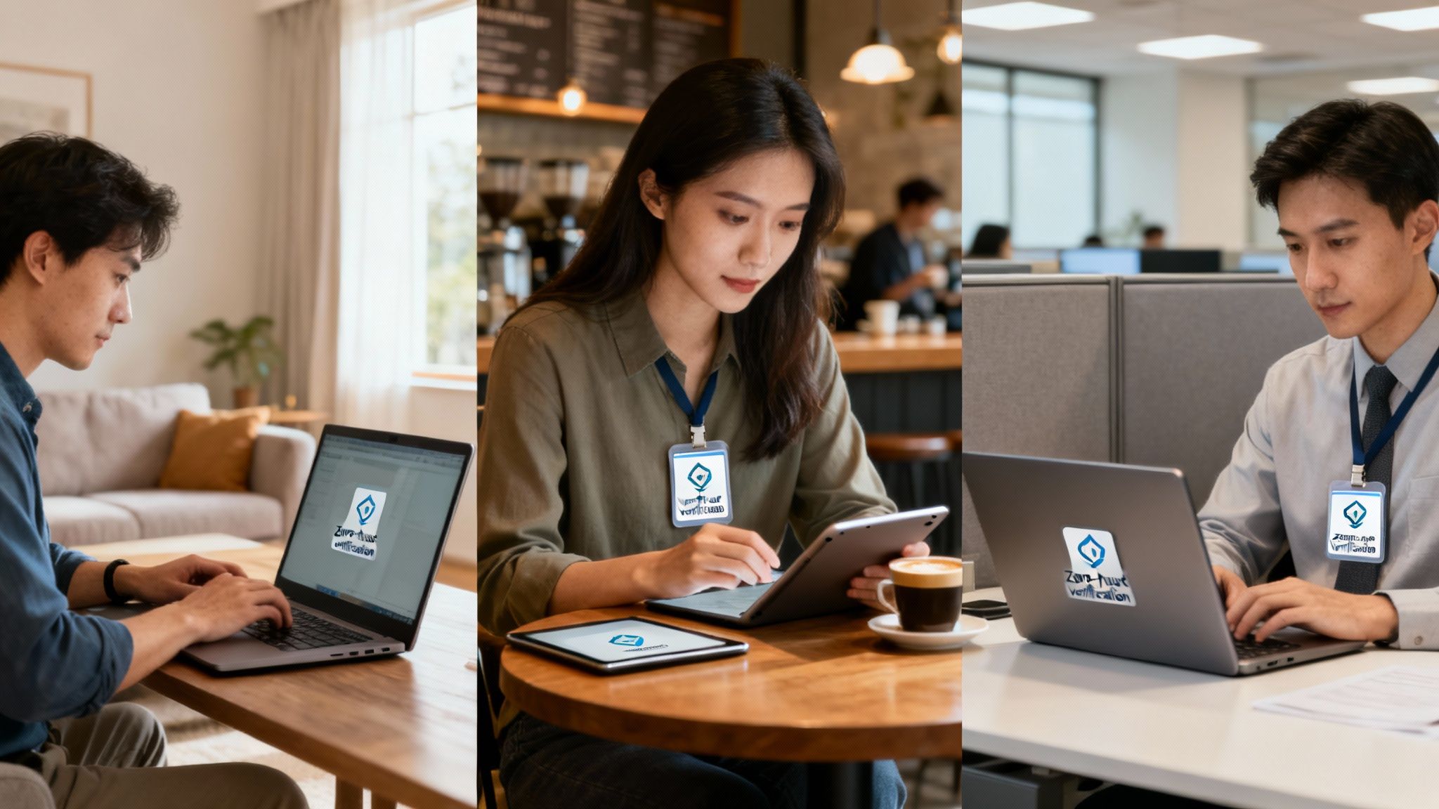 A person working at a desk with a laptop and multiple monitors displaying data visualizations.