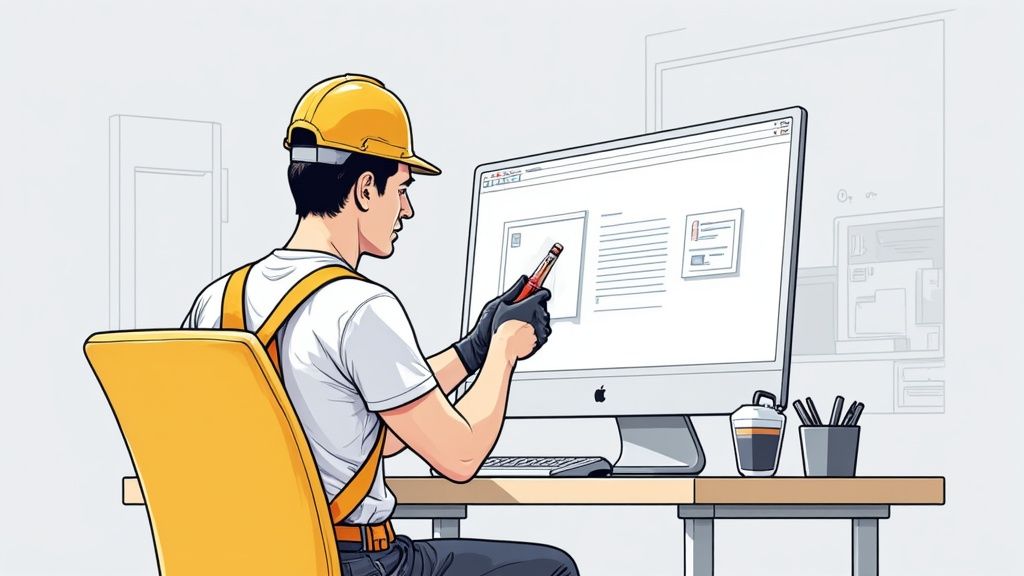 A professional electrician working on a residential electrical panel, demonstrating expertise and safety.