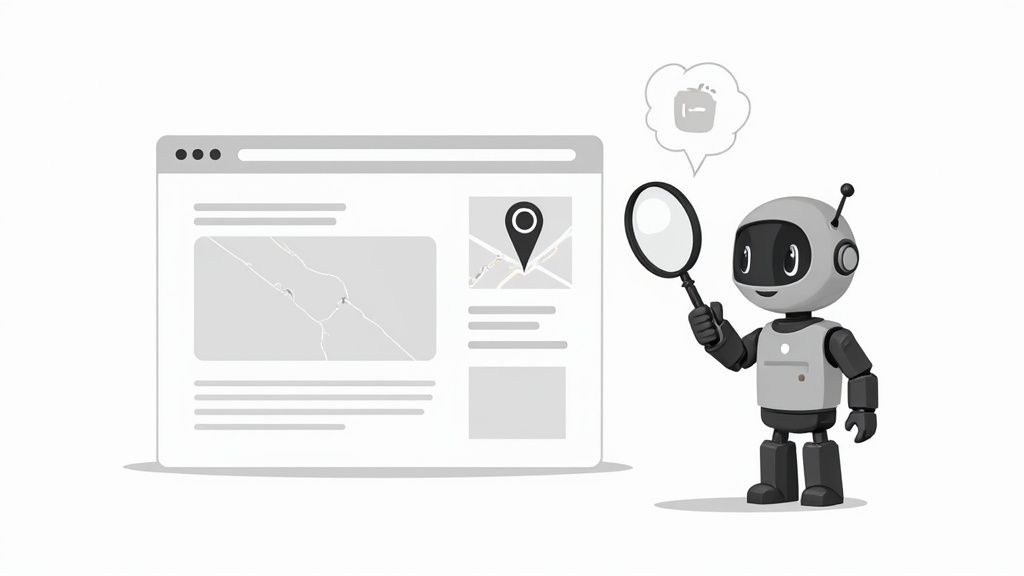 A network of interconnected data points representing how AI understands website information.