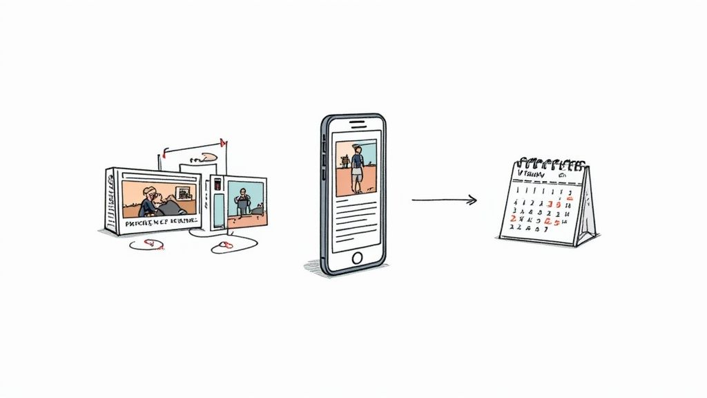 A service contractor's work truck parked in front of a residential home in a coastal community, symbolizing local service delivery.