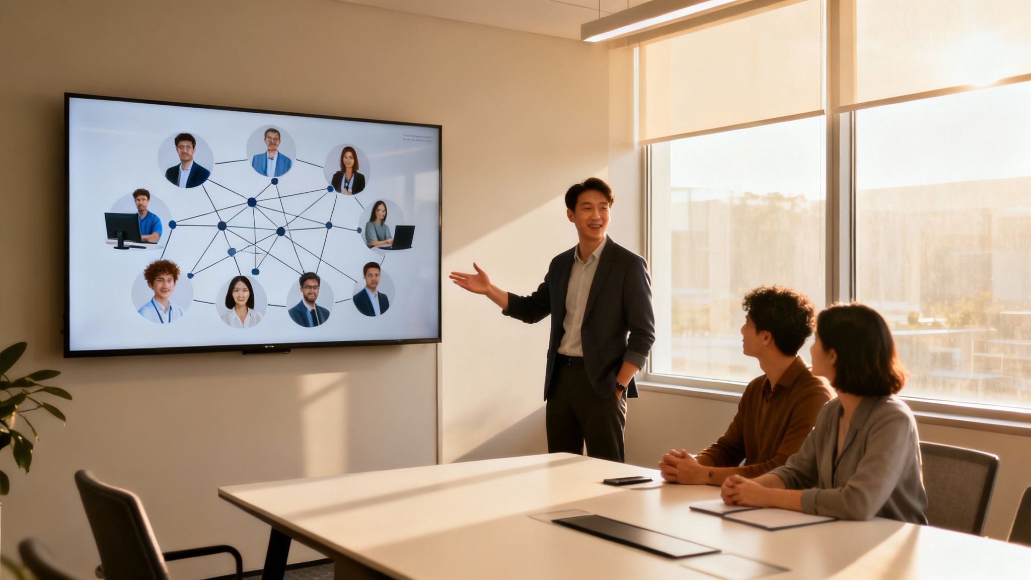 A team of IT professionals collaborating in a modern office, symbolizing outsourced expertise.