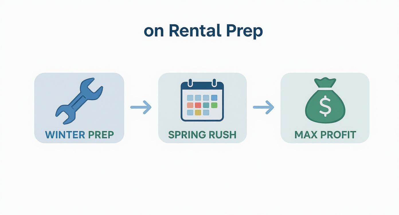 Infographic about why winter is the perfect time to prepare your salinas rental for spring tenants