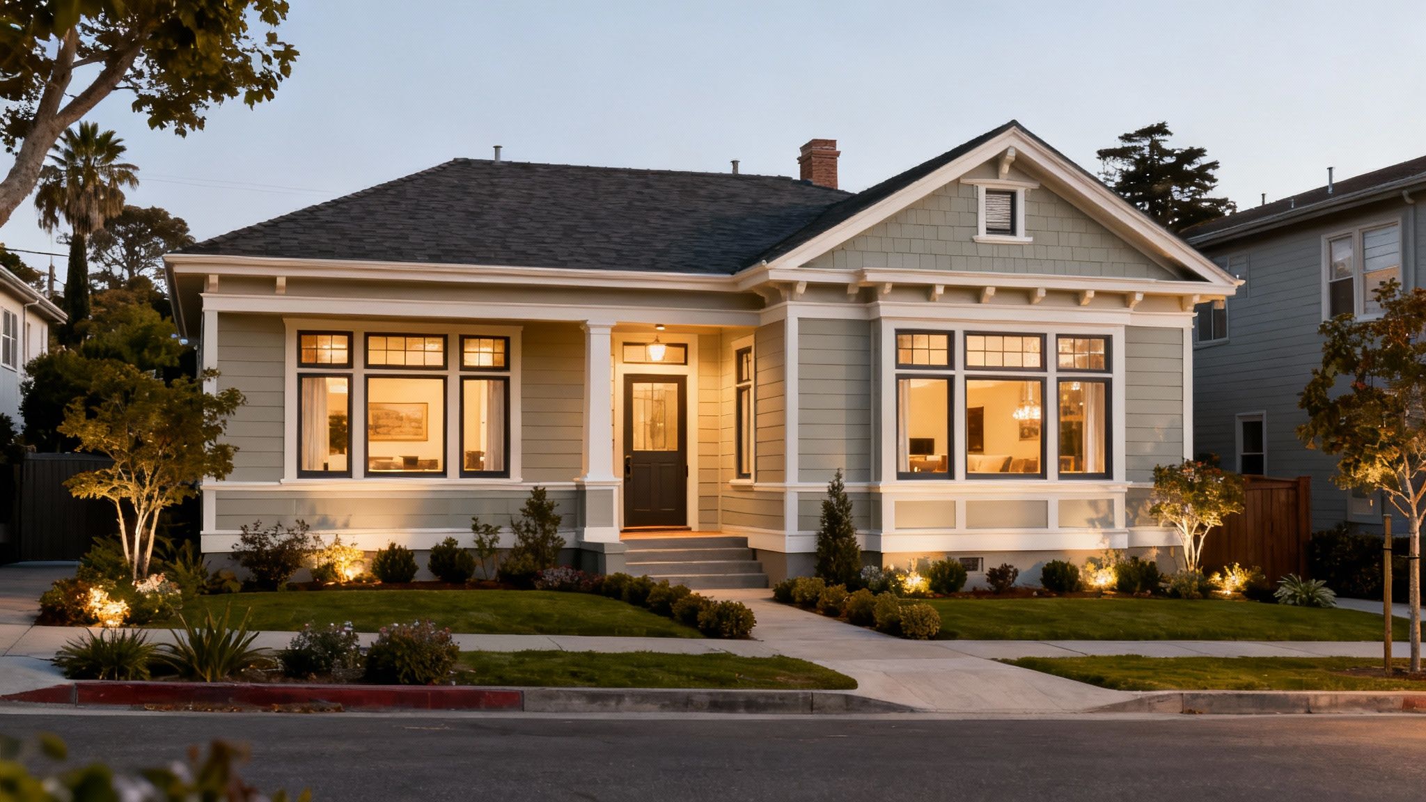 Building for tomorrow: how fire-resistant materials protect Bay Area homes and add lasting value 3 A modern home with large windows and wood-like siding, surrounded by trees.