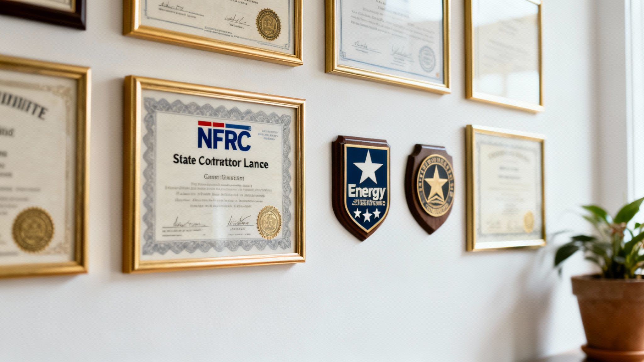 A certified window installer carefully measuring a window frame in a Hollister home.