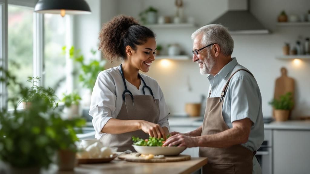 A family discusses home care costs with a compassionate CCVna professional in a bright, welcoming office setting.